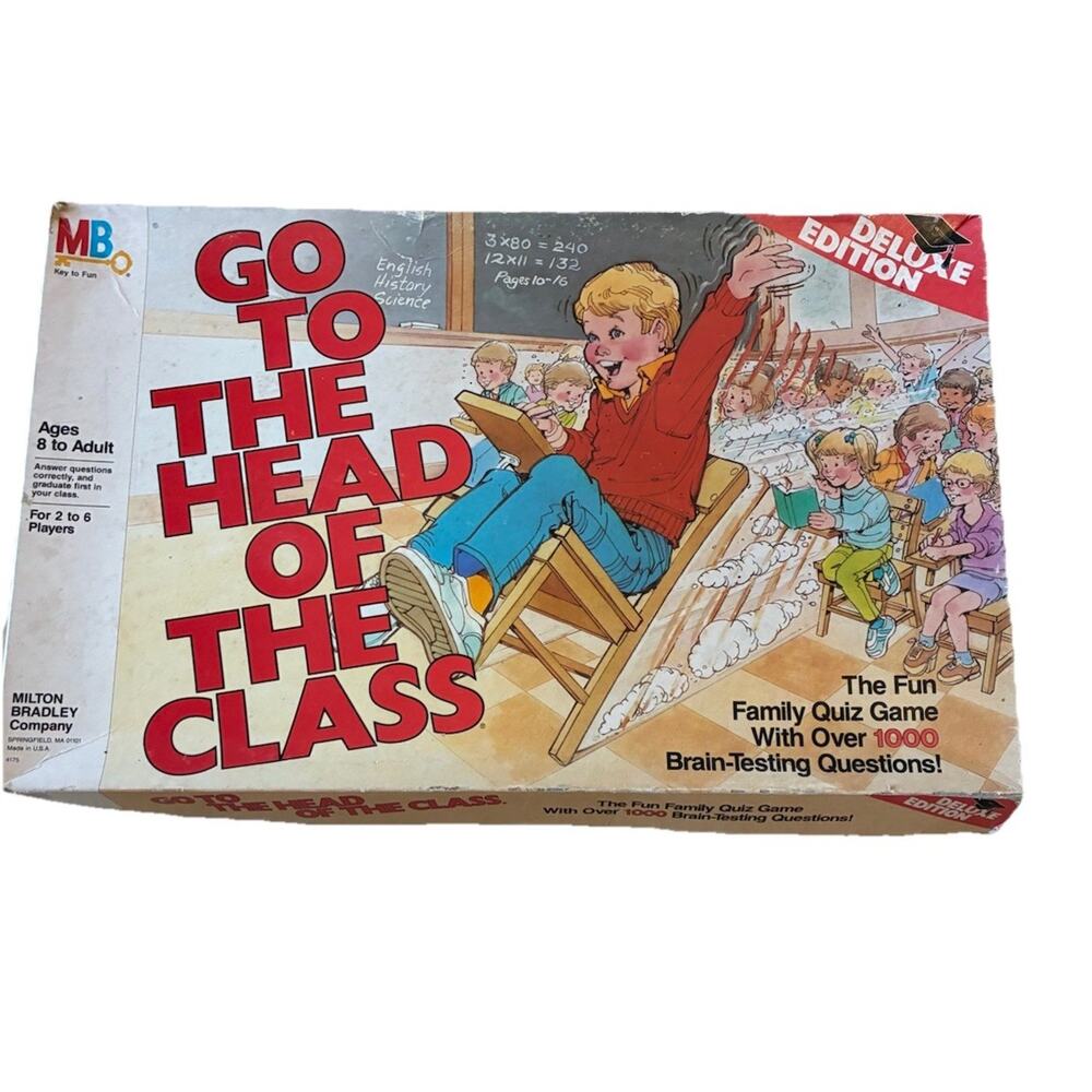 VTG "Go to the Head of the Class" DELUXE Edition Board Game MB 1986 Educational